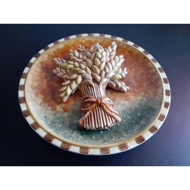 Contemporary 1980s Glazed Porcelain 3D Tree Relief Italian Plate For Sale - Image 3 of 5