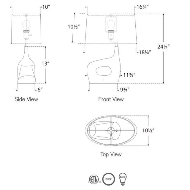 Transitional Champalimaud for Visual Comfort Signature Sutro Medium Left Table Lamp in Mixed Blue Brown with Linen Shade For Sale - Image 3 of 3
