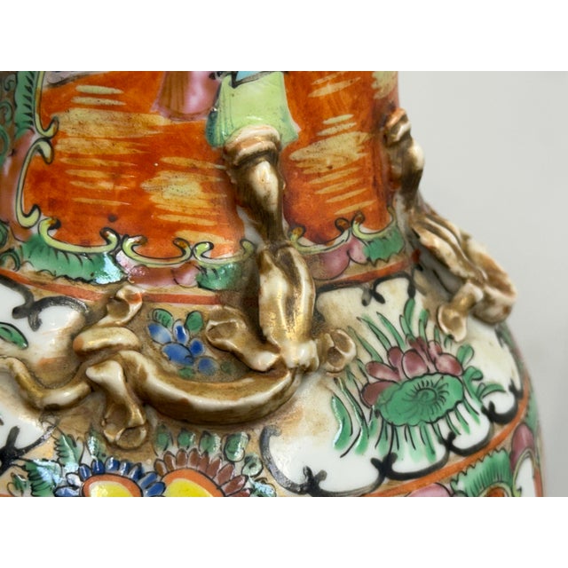 Rose Rose Medallion Style Porcelain Vase, Vintage For Sale - Image 8 of 12