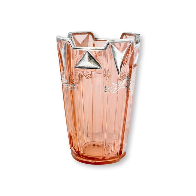 Large Art Deco Pink Vase With Sterling Silver Fittings For Sale - Image 4 of 6