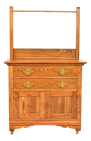 Antique Victorian Carved Oak Washstand or Commode, Circa 1890s