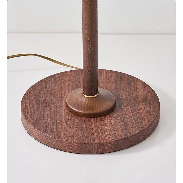 Patterned Fabric & Copper-Wood Lamp For Sale - Image 6 of 6