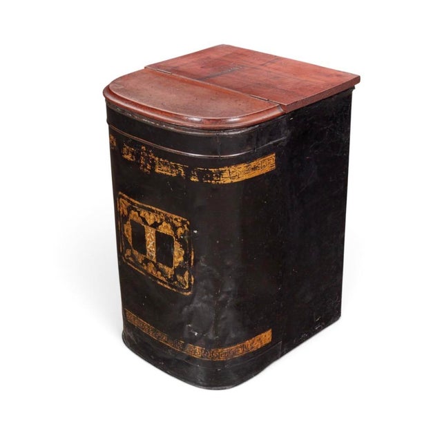 Huge Antique Chinese Tole and Hardwood Tea Caddy.