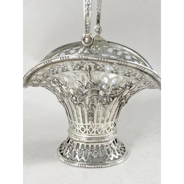Late 19thC German Sterling Silver Pierced Basket W/Glass For Sale - Image 10 of 13