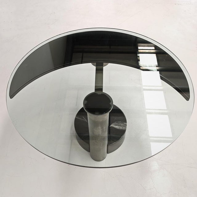 Extendable Round Glass Table Moon attributed to Mario Mazzer for Zanette, 1980s For Sale - Image 15 of 18