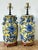 Late 20th Century Vintage Boho Blue Rose Glazed Ceramic Vase Lamps - A Pair For Sale - Image 5 of 12
