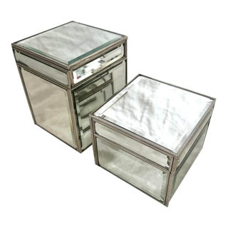 Pair of Restoration Hardware Glass Storage Boxes For Sale