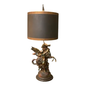Mid 20th Century Reproduction Spelter Lamp of Perseus & Pegasus by Emile L Picault