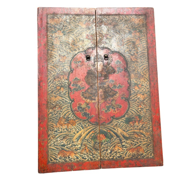 Antique Tibetan Cabinet Doors With Embossed Dragon Motifs, Pair For Sale - Image 4 of 18