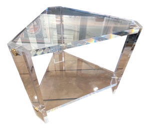 Triangular Acrylic Glass Side Table in the style of David Lange, 1970s