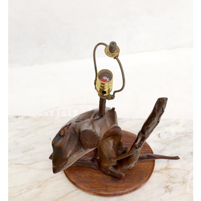 Mid 20th Century Varnished Arts & Crafts Driftwood Table Lamp For Sale - Image 4 of 12
