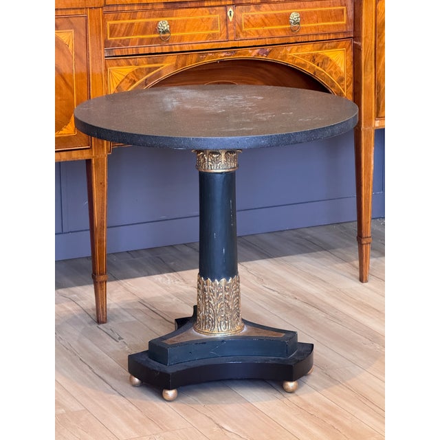 Traditional Empire-Style Marble Top Painted and Parcel Gilt Gueridon For Sale - Image 3 of 7