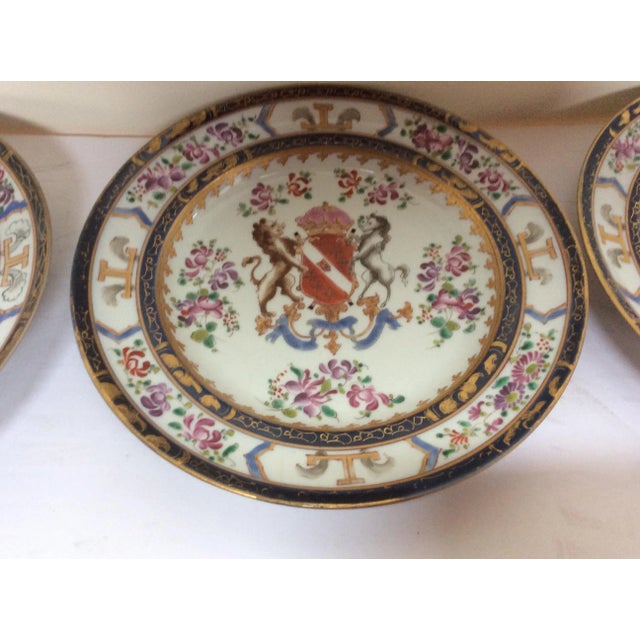 French Chinese Export Style Armorial Plates - Set of 6 For Sale - Image 5 of 9
