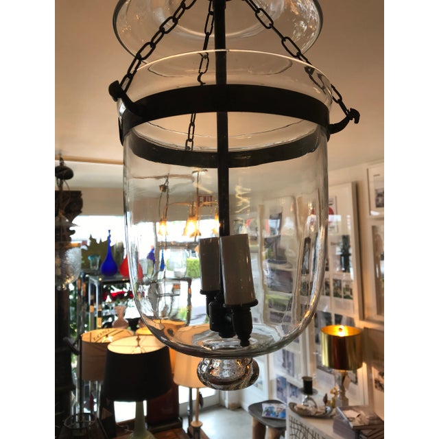 Transparent Antique Electrified Blown Glass Hanging Lantern For Sale - Image 8 of 11