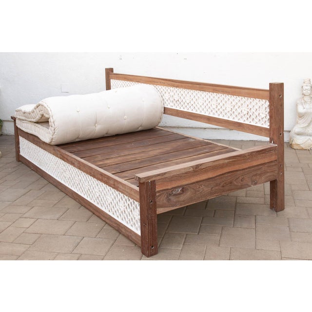 108" Long Reclaimed Teak Jali Daybed Sofa For Sale In Los Angeles - Image 6 of 12