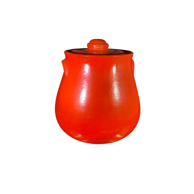 Vintage Ransburg Hand-Painted Orange Pottery Cookie Jar, 1930s Americana For Sale In Indianapolis - Image 6 of 6