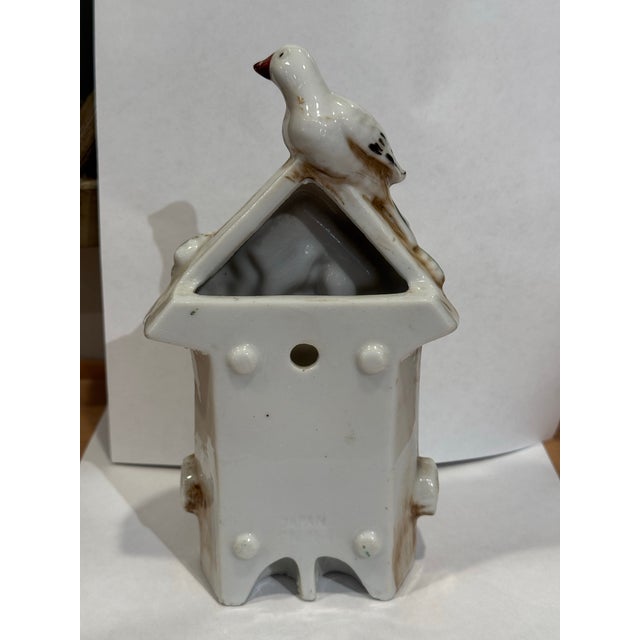 Traditional Mid 20th Century Vintage Hand Painted Ceramic Birdhouse Clock Figurine For Sale - Image 3 of 8