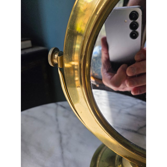Brass Vintage Brass Tabletop Vanity Adjustable Mirror For Sale - Image 8 of 11
