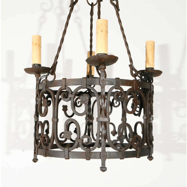 Early 20th Century Iron French Chandelier For Sale - Image 4 of 10