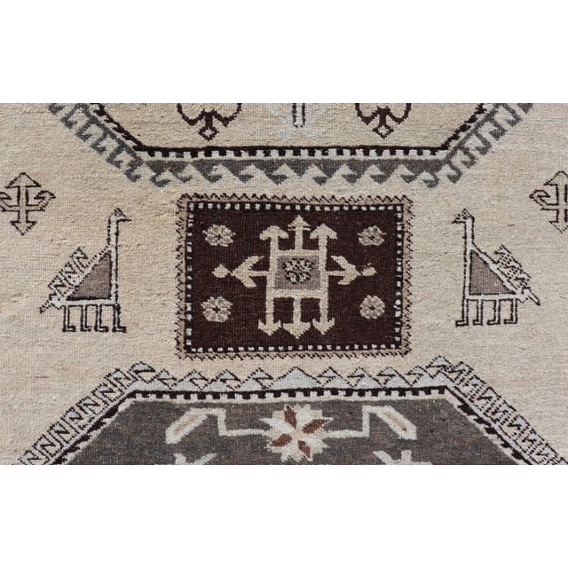 Mid 20th Century Mid 20th Century Persian Ardebil Carpet With Three Octagon Medallions & Stylized Tribal Motifs 9'2 X 12'9 For Sale - Image 5 of 13