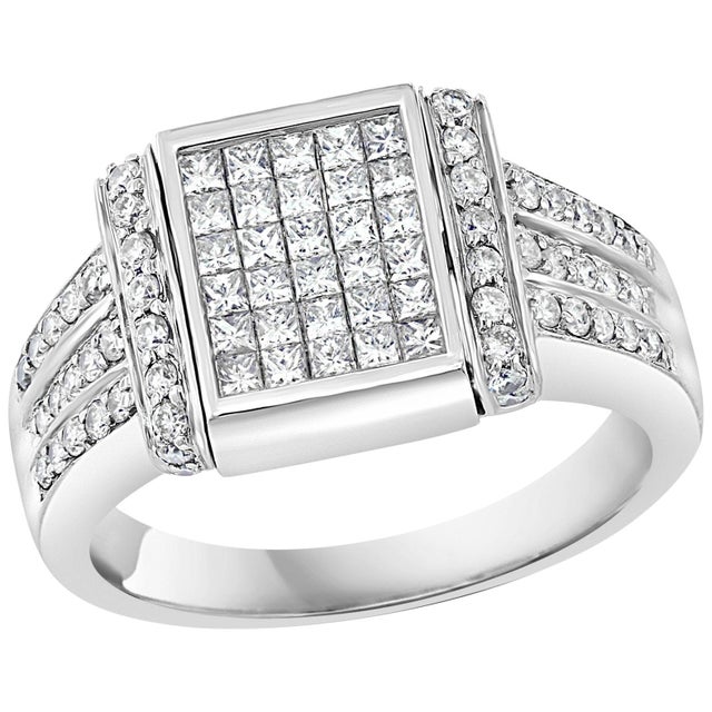 1.5 Carat Princess Cut Diamond & 1 Ct Blue Sapphire Flip Ring 14 K Gold, Unisex For Sale - Image 15 of 18