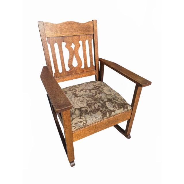 Arts & Crafts Mission Oak Antique 1910 Rocker Craftsman Rocking Chair ** This Chair is also currently Located at "Lake...