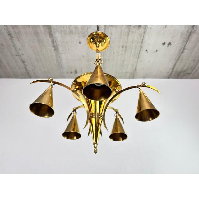 Vienna secession brass chandelider by Dagobert Peche in excellent original condition. This piece is attributed to the...