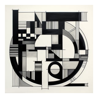 20" X 20" Black and White Abstract Minimalist Limited Edition Print For Sale