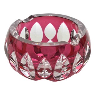 Vintage Art Glass Ashtray by Val Saint Lambert, Belgium, 1970s For Sale