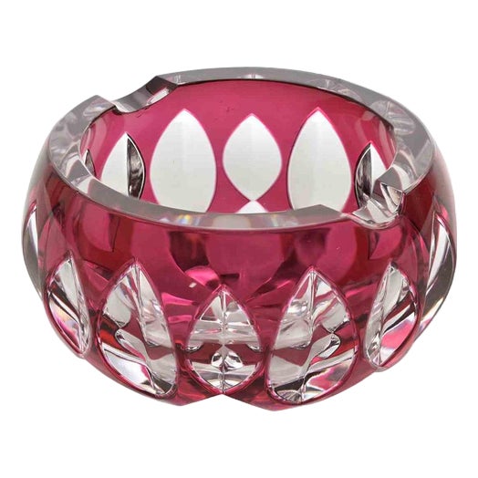 Vintage Art Glass Ashtray by Val Saint Lambert, Belgium, 1970s For Sale