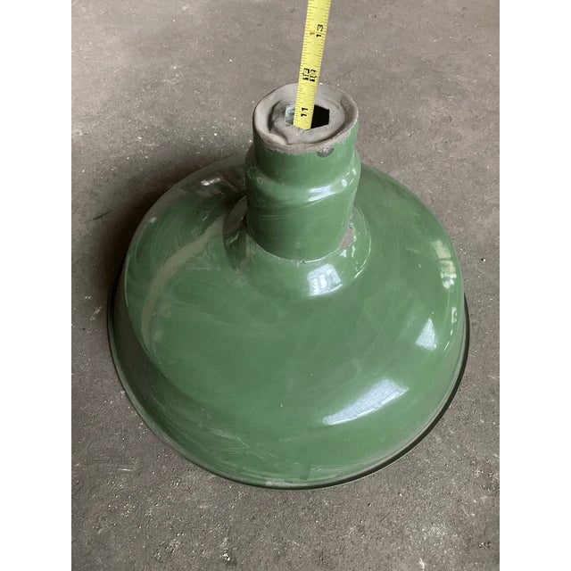 Vintage Industrial Style Green Metal Lamp Shade For Sale In Pittsburgh - Image 6 of 6