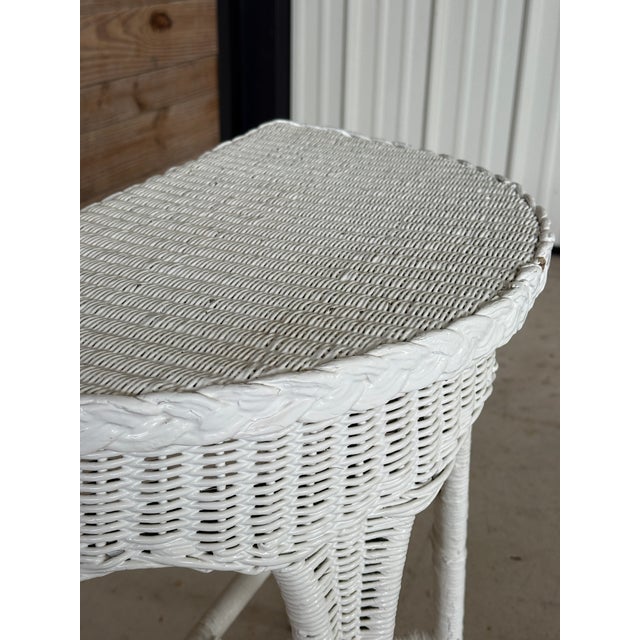 Early 20th Century Antique Karpen Fiber Rush Wicker Demi Lune Table, Chicago & New York, Circa 1900–1915 For Sale - Image 5 of 12