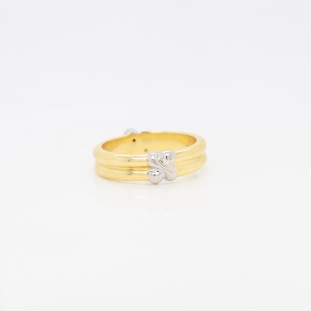 Gold Tiffany & Co. 18k Gold & Diamond Signature X Band Ring For Sale - Image 8 of 10
