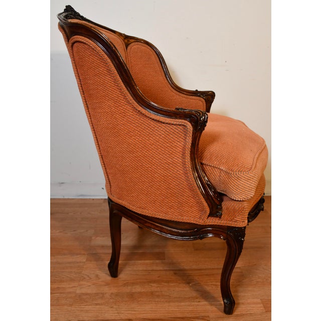 1880 Antique French Louis XV Hand Carved Walnut Spring-Seat Living Room Chair For Sale - Image 10 of 16