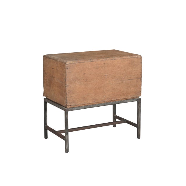 1950s Vintage Indian Teakwood 4-Drawer Chest on Iron Legs For Sale - Image 5 of 5