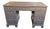 Hand-Refinished Executive Desk With Rich Walnut Top Charcoal Distressed For Sale