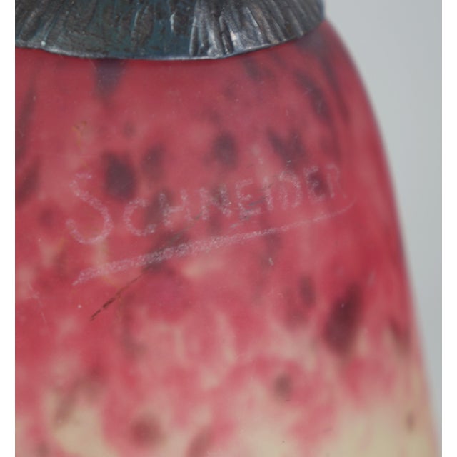 Dark Pink French Art Deco Table Lamp by Charles Schneider 1920s France For Sale - Image 8 of 9