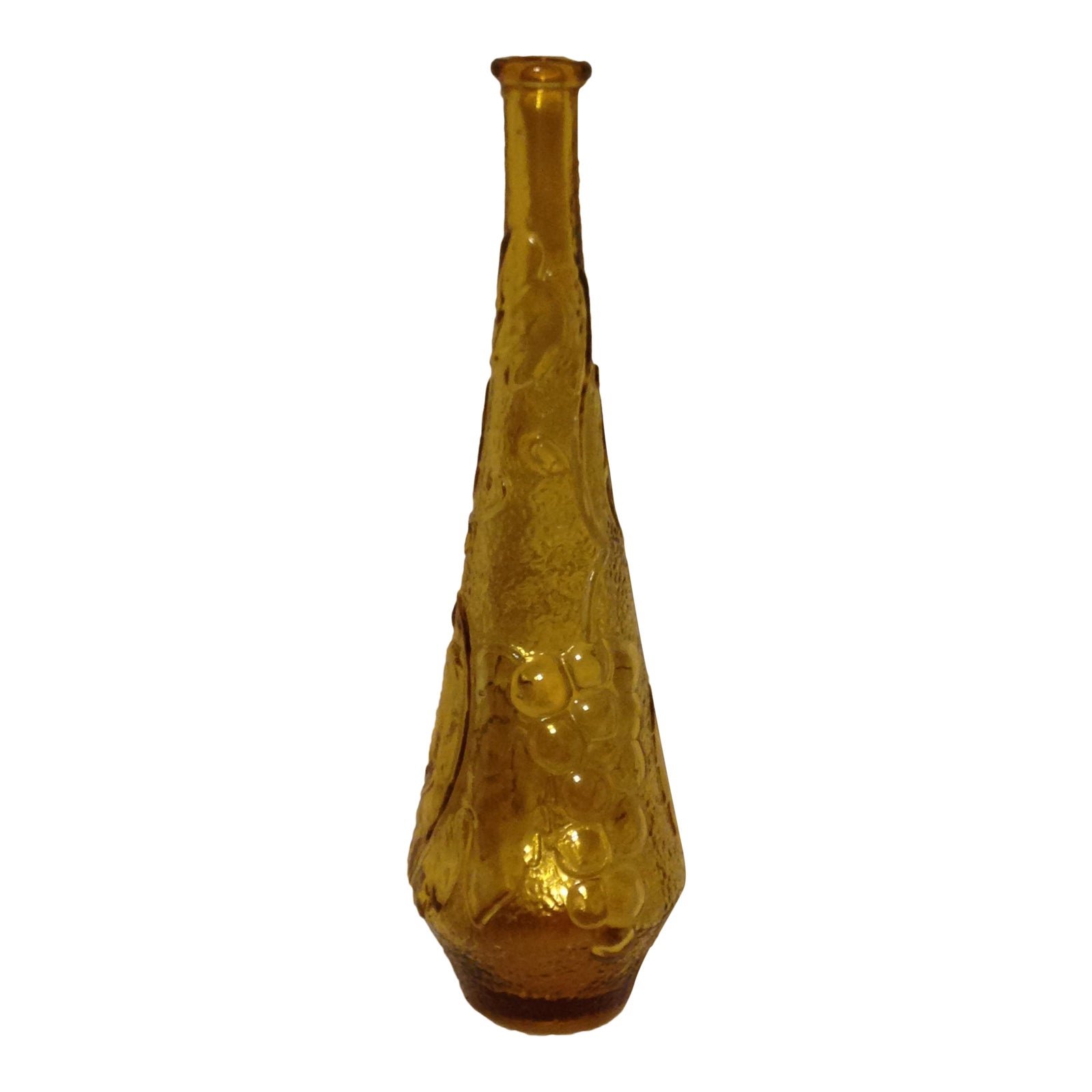 Retro Amber Glass Vase With Grapes & Leaves Chairish