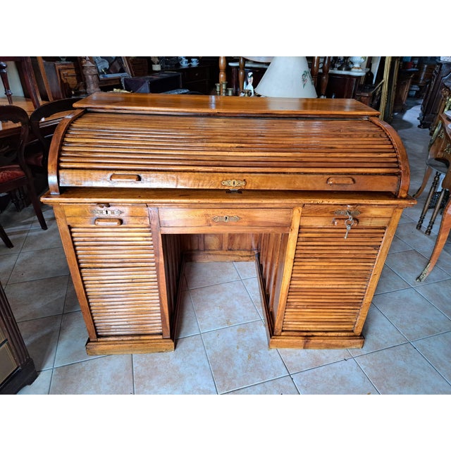 Italian Roller Desk in Walnut For Sale - Image 10 of 10