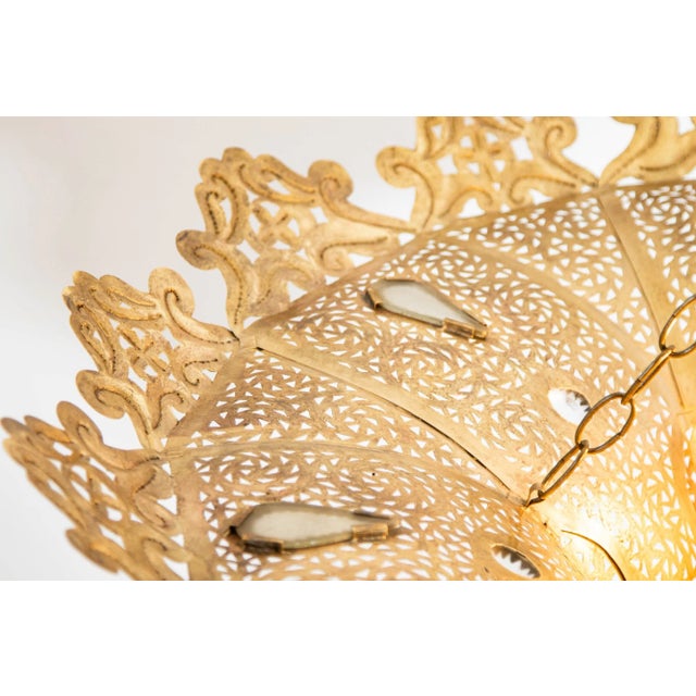 Moroccan Brass Chandelier in Moorish Style For Sale - Image 9 of 12