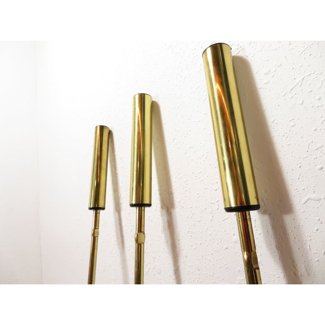 Brass Wall Mount ~ Mid Century Modernist Brass Fireplace Tools Set ~ Donald Deskey Era For Sale - Image 8 of 17