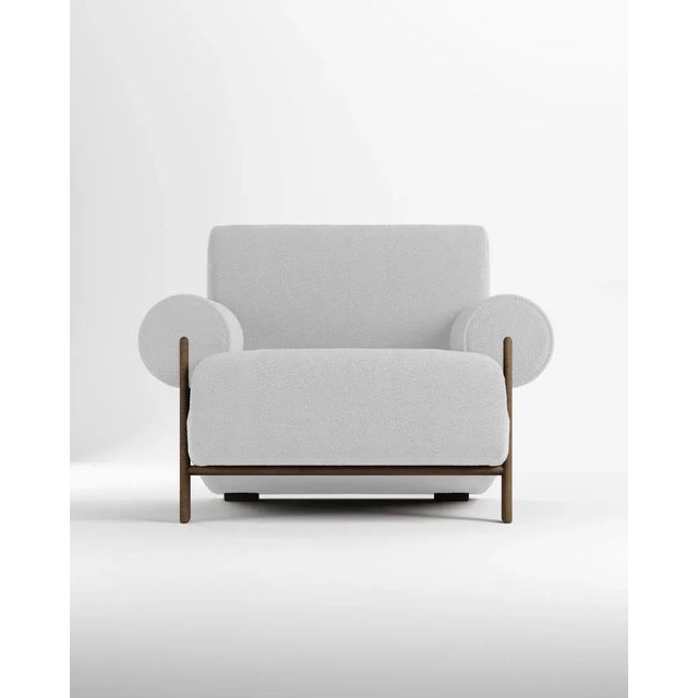 Not Yet Made - Made To Order Paloma Armchair in Boucle White and Smoked Oak Designed by Bernhardt & Vella for Collector For Sale - Image 5 of 5