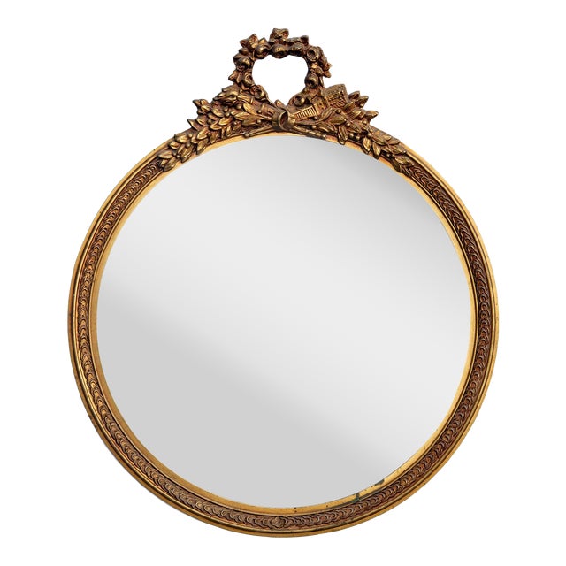 1940s Round Gold Mirror Wreath Crown For Sale