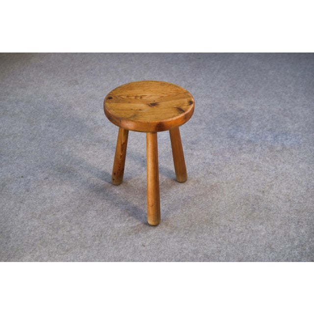 Beige Mid-Century Pine Stool, 1960s For Sale - Image 8 of 8