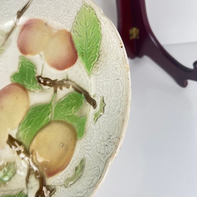 Barbotine Fruit Plates from KG St Clément, Late 19th Century, Set of 4 For Sale - Image 9 of 18