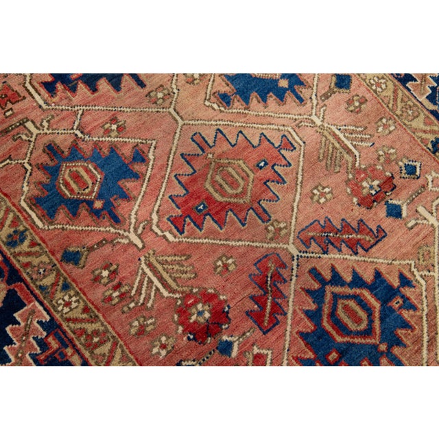 Textile 1960s Vintage Handmade Persian Heriz Wool Runner With Peach Accents For Sale - Image 7 of 7