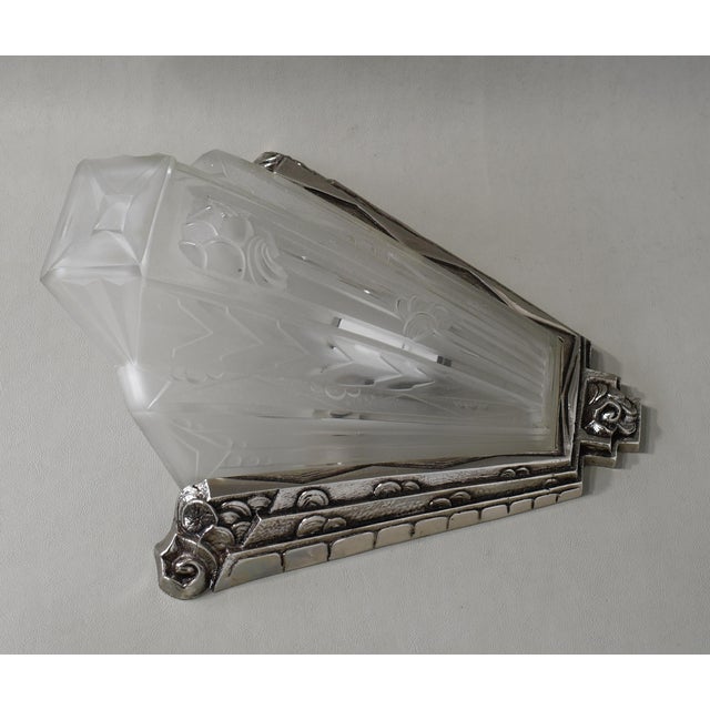 Silver A Pair of French Art Deco Wall Sconces by Paul Gilles 1930 France For Sale - Image 8 of 11
