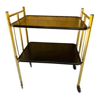 1950s Mid Century Modern Folding Metal Bar Cart - Relyon For Sale