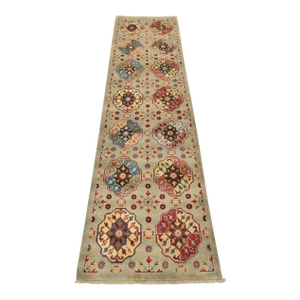 Kazak Runner 2’8” X 9’5” Gray Wool Tribal Hand-Knotted Oriental Rug