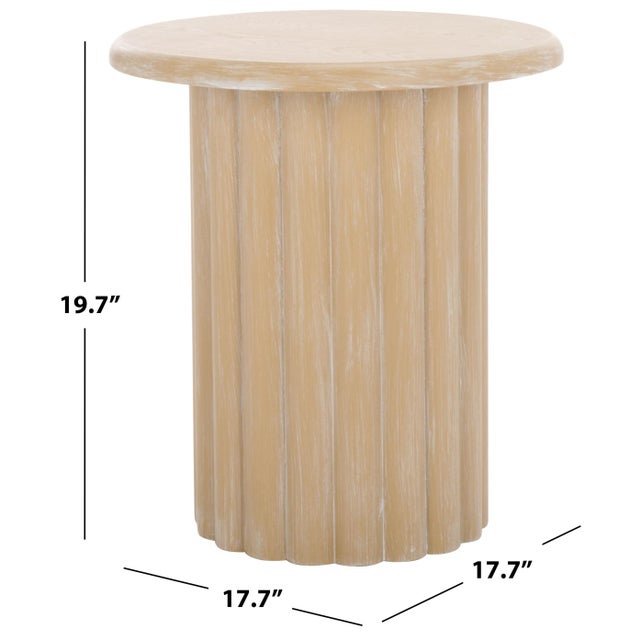 Contemporary Monka Round End Table in Bleached White For Sale - Image 3 of 7